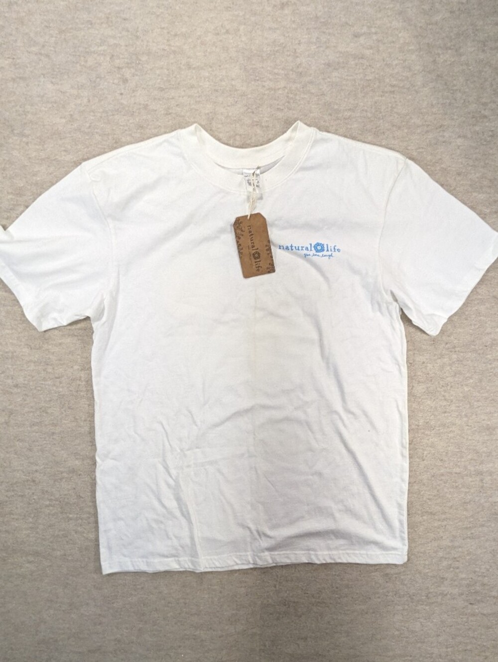NWT* Beach Is Happy Place Natural Life Cotton White T Shirt Graphic Oversized S
